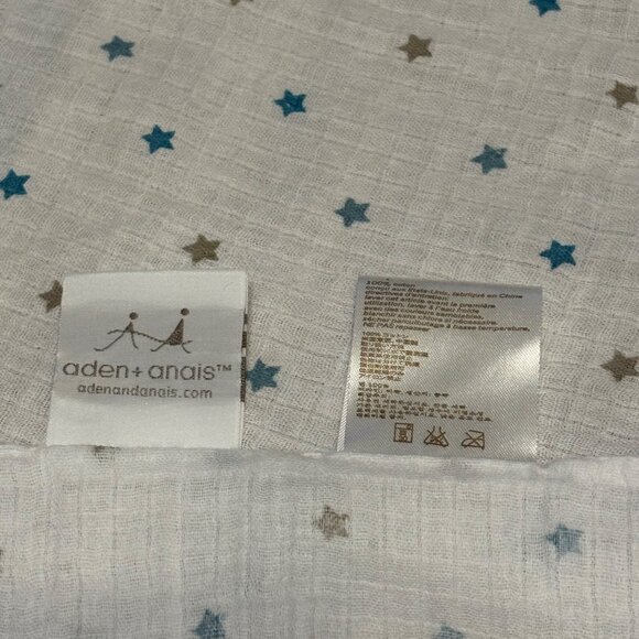 Aden + Anais Baby Muslin Swaddle Blanket 47" X 47" Cotton Star Print White Gray - Picture 2 of 4